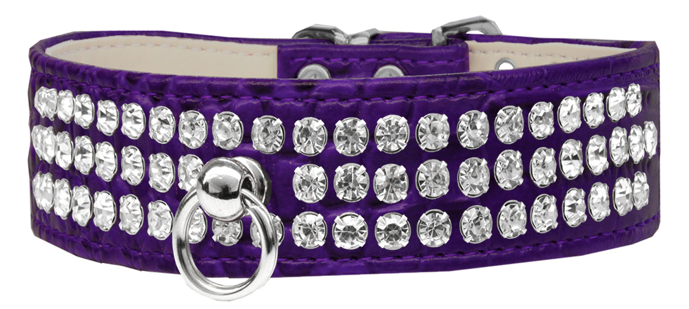 Style #73 Rhinestone Designer Croc Dog Collar Purple Size 20